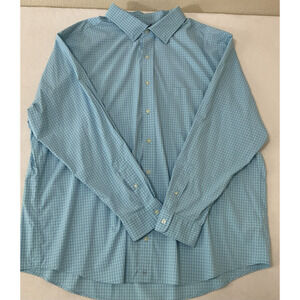 Vineyard Vines Light Aqua & Pale Blue Gingham Check Longsleeve Big & Tall 2XB